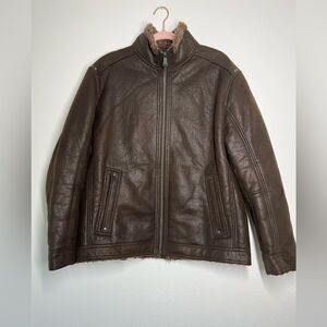 Stones men aviator winter jacket coat brown size 52 Faux Fur